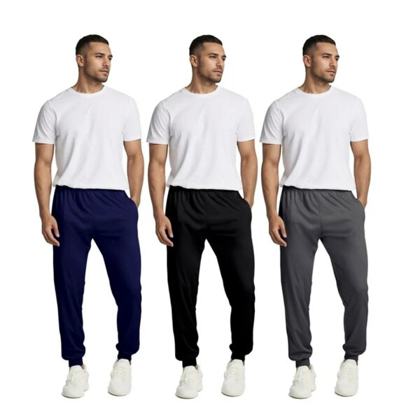 3 Pack Men's Athletic Pants Sweatpants Workout Jogger with Pockets - Picture 4 of 4